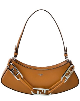 

Женская кожаная сумка-хобо Fendi O-Lock Swing, коричневая, NA