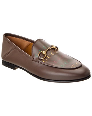 Женские мокасины из натуральной кожи Gucci Horsebit Коричневый 36