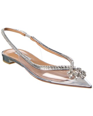 

Женские виниловые туфли на плоской подошве с открытой пяткой Aquazzura Seduction Crystal, Серебряный, NA
