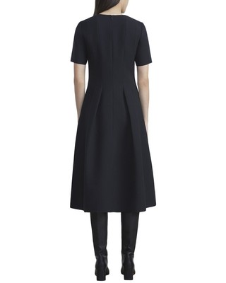 Pre-owned Lafayette 148 York Wool & Silk-blend Flared Dress Women's 0 In Black