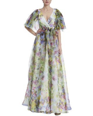 

Женское платье из органзы с принтом Badgley Mischka, Зеленый