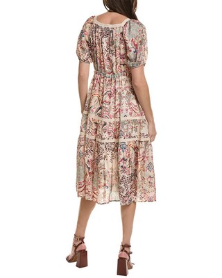 Pre-owned Johnny Was Jungle Paisley Zenovia Silk Midi Dress Women's In Mti  Multi