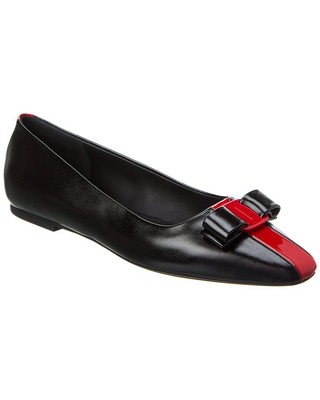 Женские кожаные балетки на плоской подошве с бантом Ferragamo Siwar Bow