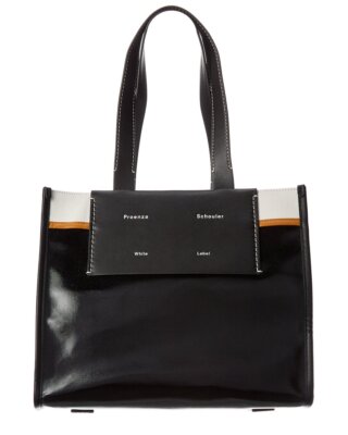 

Proenza Schouler Morris, большая женская сумка из ткани и кожи с покрытием, черная, NA