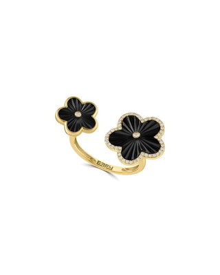 Pre-owned Effy Fine Jewelry 14k 1.79 Ct. Tw. Diamond & Onyx Ring Women's 7