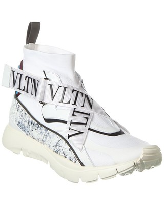 Мужские кроссовки из трикотажа и кожи Valentino