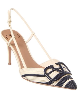 Valentino Vlogo 80 Женские туфли-лодочки на ремешке из ткани и кожи, белый 38