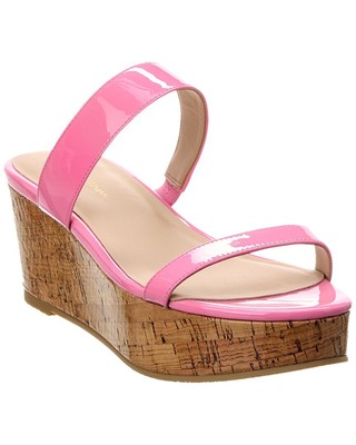 Stuart Weitzman Boardwalk 65 Patent Wedge Sandal Womens Pink 6.5