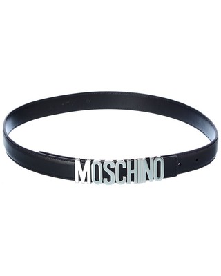 

Женский кожаный ремень с пряжкой с логотипом Moschino, Черный