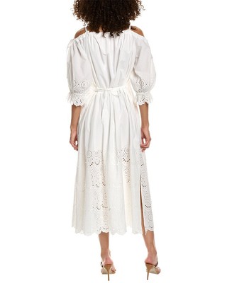 Pre-owned Ulla Johnson Narcisa Midi Dress Women's In White