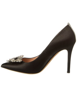 Pre-owned Sjp By Sarah Jessica Parker Ola 100 Satin Pump Women's In Black