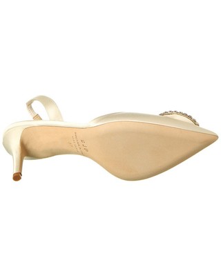 Pre-owned Sjp By Sarah Jessica Parker Zoya 70 Satin Slingback Pump Women's In White