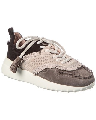 Tod S Fringed Runner Suede Sneaker Womens Grey 37