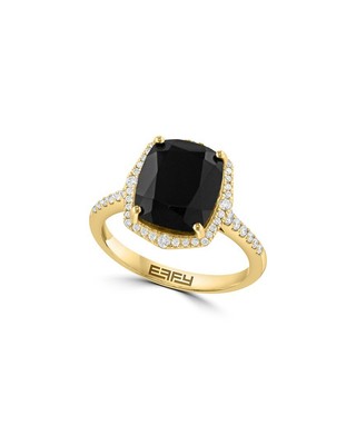 Женское кольцо Effy Fine Jewelry с бриллиантами и ониксом 14 Карат 4,08 Карата 7