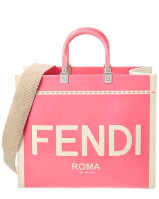 

Женская лакированная сумка-тоут среднего размера Fendi Sunshine, розовая, NA