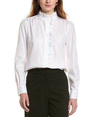 Женский топ с оборками на шее Anne Klein, белый M