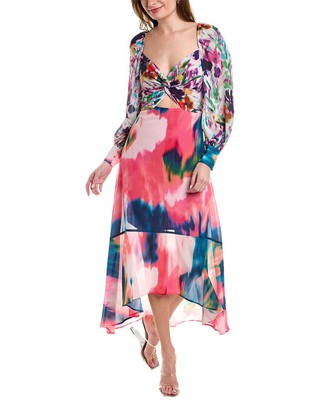 

Женское платье макси с воланами One33 Social By Badgley Mischka, розовое, Розовый