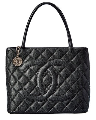 

Черная стеганая кожаная сумка-тоут с медальоном цвета икры Chanel (оригинальные бывшие в употреблении) женская, NA