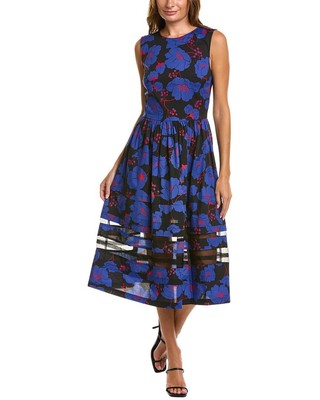 

Женское платье миди с шелковой вставкой Carolina Herrera, Синий