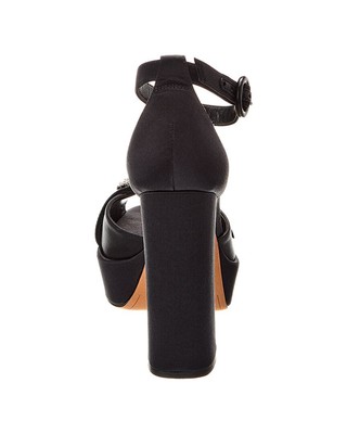 Pre-owned Alexandre Birman Madelina Curve 120 Satin Platform Pump Women's In Black