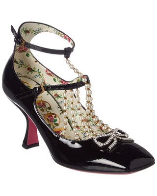 

Женские лакированные туфли Gucci Taide с двойной пряжкой, Черный, NA