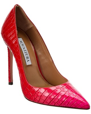

Женские кожаные туфли Aquazzura Purist 105 с тиснением под крокодила, Розовый, NA
