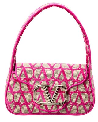 

Маленькая женская сумка через плечо Valentino Vlogo Toile Iconographe из холста и кожи, NA