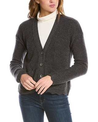 Кашемировый кардиган Forte Cashmere с фестончатым краем, женский, серый, L