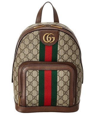 Женский рюкзак Gucci Ophidia Small Gg Supreme из холста и кожи коричневого цвета