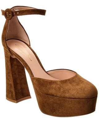 

Женские замшевые туфли на платформе Gianvito Rossi Holly Dorsay 70, Коричневый, NA