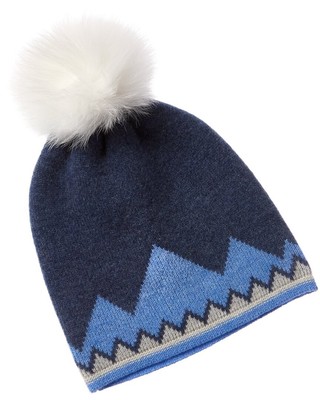 Кашемировая шапка Hannah Rose Mountain с помпоном из интарсии, женская синяя