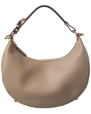 

Fendi Fendigraphy Маленькая кожаная сумка-хобо женская серая, NA
