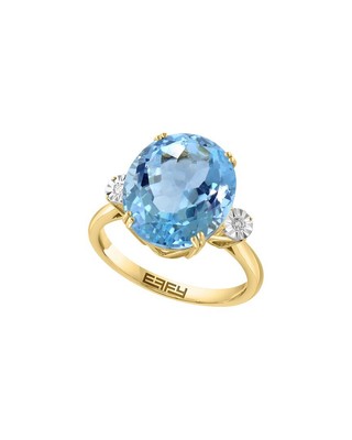 Effy Fine Jewelry 14K 10.34 Ct. Tw. Diamond & Sky Blue Topaz Ring Womens  7