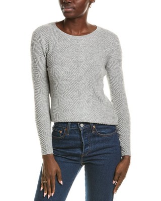 Sofiacashmere Trellis Cable Cashmere Sweater Womens Grey Xl