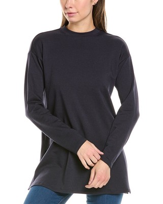 Женская облегающая туника с круглым вырезом от Eileen Fisher Petite синего цвета из полипропилена