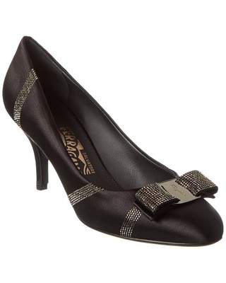 Атласные туфли-лодочки Ferragamo Carla Женские черные 10С