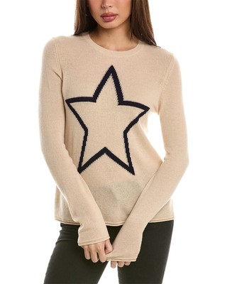 Hannah Rose Star Intarsia Wool & Cashmere-Blend Sweater Womens Beige M