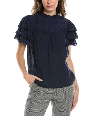 Nanette Нанетт Лепор Топ с карибской текстурой Женский Синий M