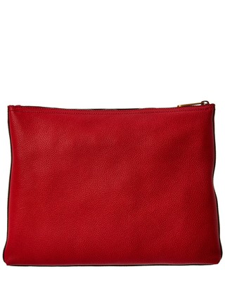 Gucci Womens  Logo Print Medium Leather Pouch, Red