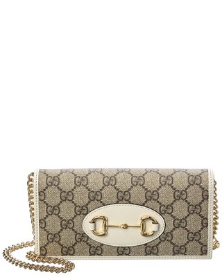 

Gucci Horsebit 1955 Gg Supreme женский кошелек из ткани и кожи на цепочке, белый
