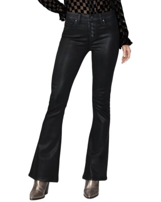 Женские джинсы-клеш с высокой посадкой Paige Denim Lou Lou Black Fog Luxe Coating