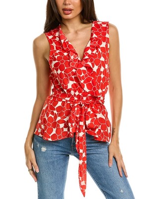 

Женский топ Max Studio с v-образным вырезом, Ivory/tomato med pop magnolias