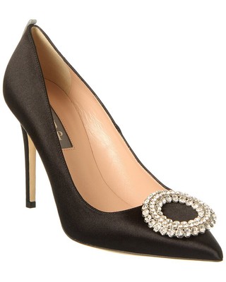 Pre-owned Sjp By Sarah Jessica Parker Noussa 100 Satin Pump Women's In Black