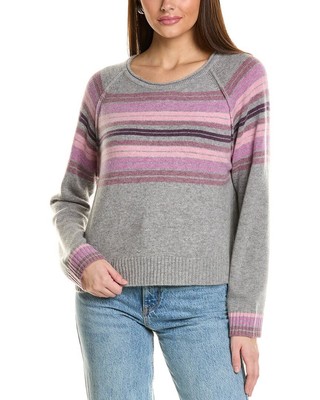 Collaboration Striped Raglan Crewneck Cashmere Sweater Womens Grey Xs