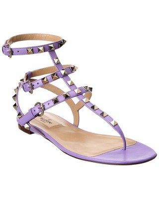 

Женские кожаные сандалии с ремешком на щиколотке Valentino Rockstud, Фиолетовый, NA