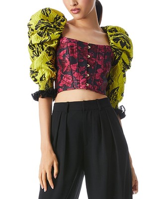 

Женское бюстье с плиссированными рукавами Alice + Olivia Fantasia, Multi
