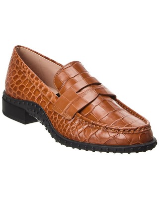 

Женские кожаные лоферы Tod S с тиснением под крокодила, Коричневый, NA