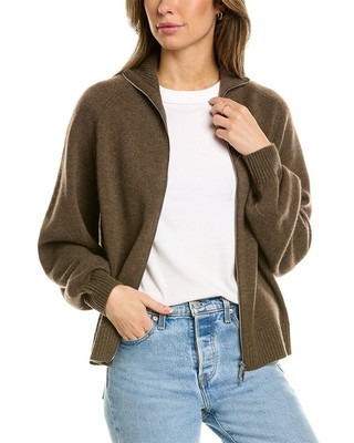 

Lafayette 148 New York Кашемировый кардиган с воротником-стойкой и молнией спереди женский, Коричневый