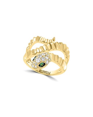 Женское кольцо Effy Fine Jewelry с бриллиантами и цаворитом весом 14 Карат 0,44 Карата 7