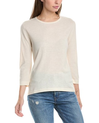 Женский свитер из смеси шелка и кашемира Forte Cashmere Aegean Crew Белый Xl